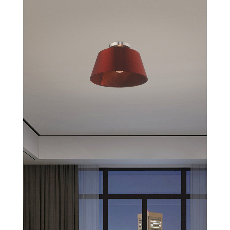 Barbora Fabric Semi Flush Mount, Brushed Nickel, Red Wine