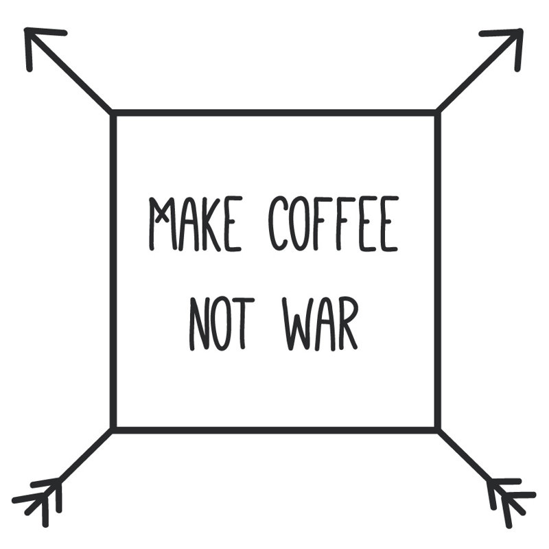 Adhésif décoratif « make coffee not war », Noir, H 34 po x l 36 po x P 0,01 po