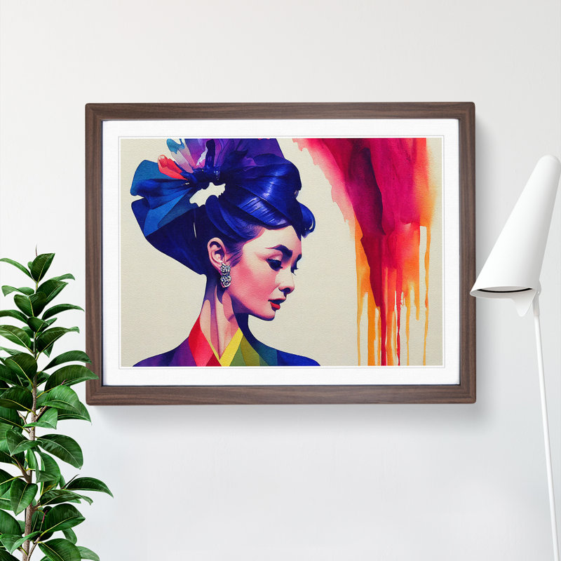 Colourful Woman - Framed Print, Walnut Framed, 34cm H x 46cm W x 2cm D