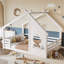 Lit double au sol avec fenêtre et petite tablette, lit en bois massif avec toit en forme de maison, sans sommier, blanc-801840336-801840332