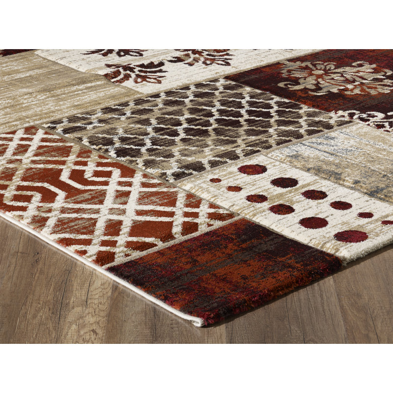 Tapis intérieur / extérieur beige Patchwork