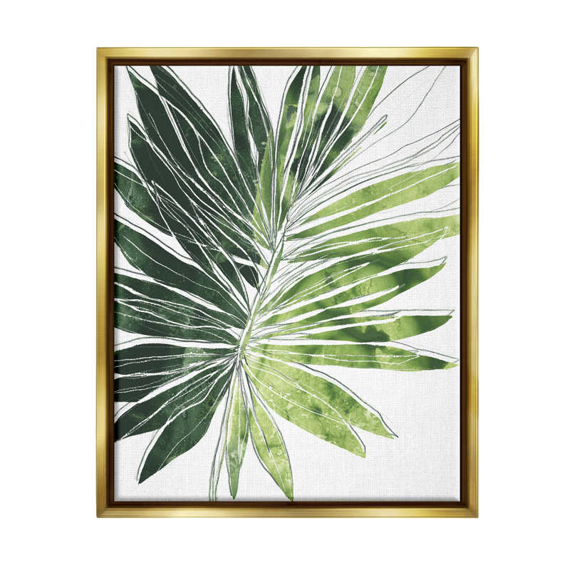 «Green Pop Palm Leaves Expressive Linework», art mural par June Erica Vess, H 21 po x l 17 po x P 1,7 po