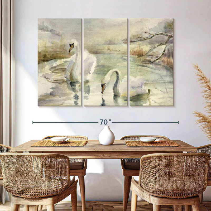 Brampt Swans In Winter, 42" H x 65" W