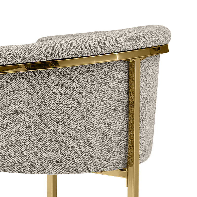 Chaises d'appoint en tissu avec base Boucle, Gris, Or