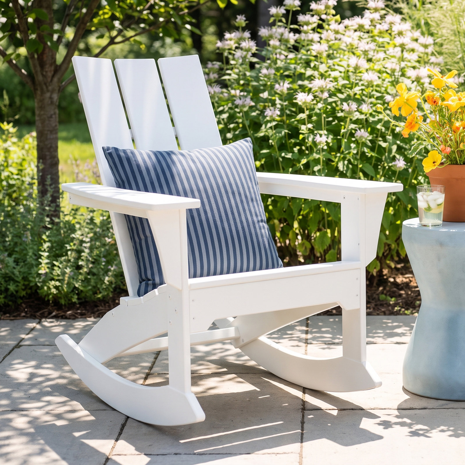 POLYWOOD® Modern Rocking Adirondack Chair, Sand