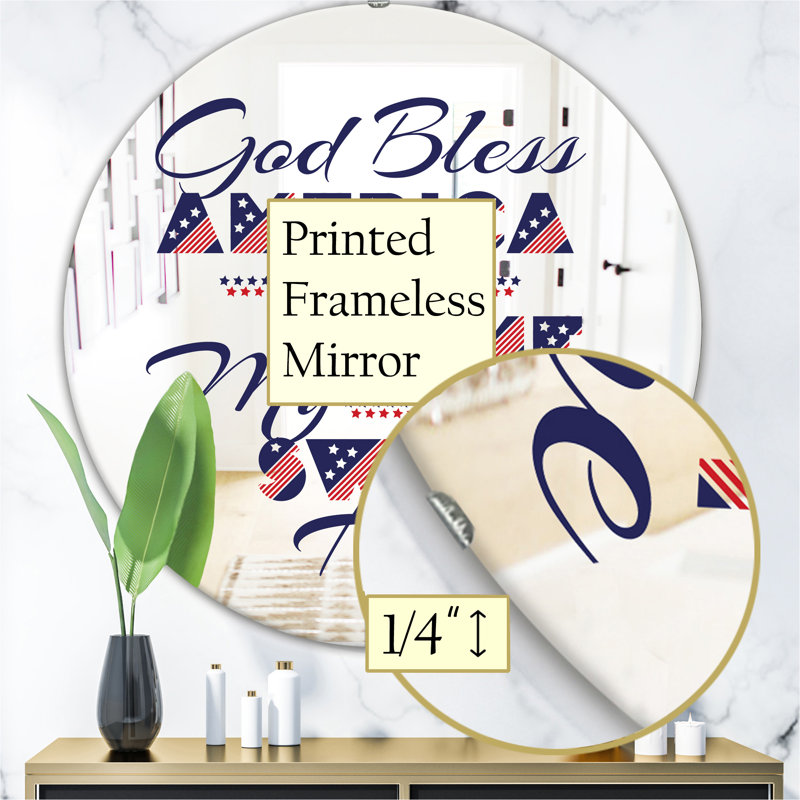Miroir mural God Bless America, H 23,6 po x l 23,6 po