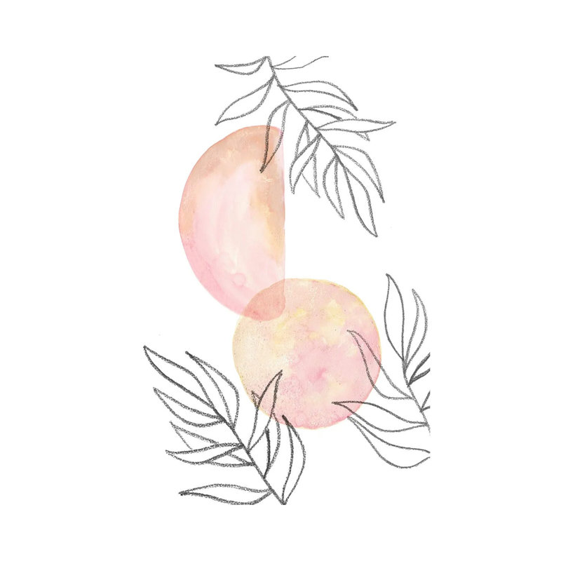 Blush Pink Shapes And Leaves by Whales Way - Painting on Canvas, Wrapped Canvas, 66.04cm H x 45.72cm W x 3.81cm D