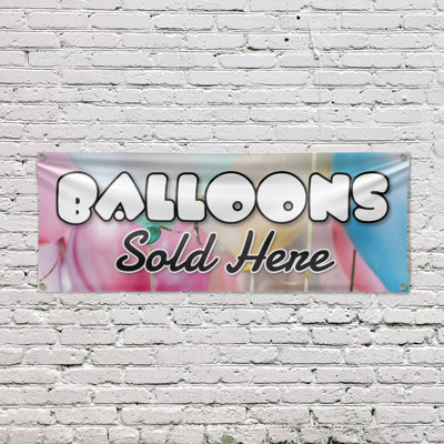 Balloons Sold Here Banner Sign 18 Inch x 48 Inch