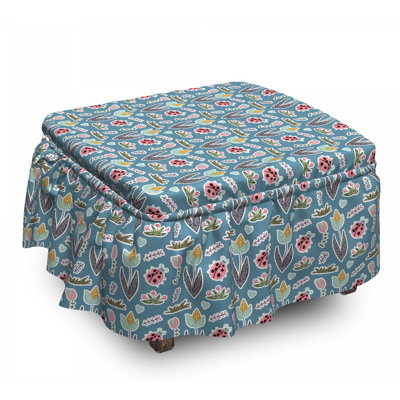 Housse pour repose-pieds doodle forest fleurs