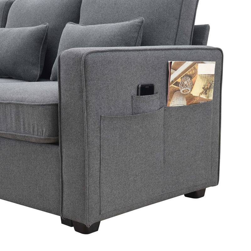Goutier Arm Sofa, Dark Gray Fabric