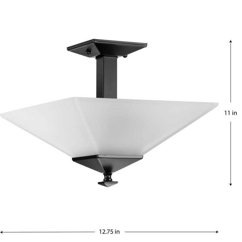 Plafonnier semi-encastré carré / rectangulaire 12,75 po à 2 lumières Cacilie