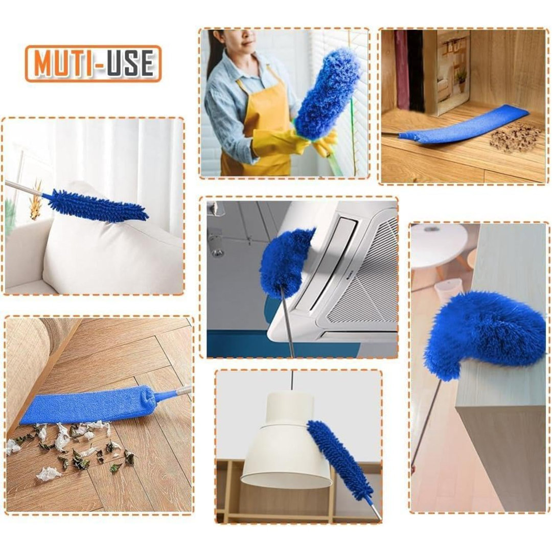 Extendable Feather 6PCS Duster Cleaning Kit Microfiber with Telescoping Extension Pole