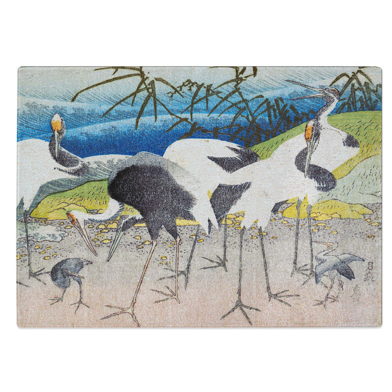 Glass Group of Storks by Katsushika Hokusai Chopping Board, 28.5 cm W x 20 cm L