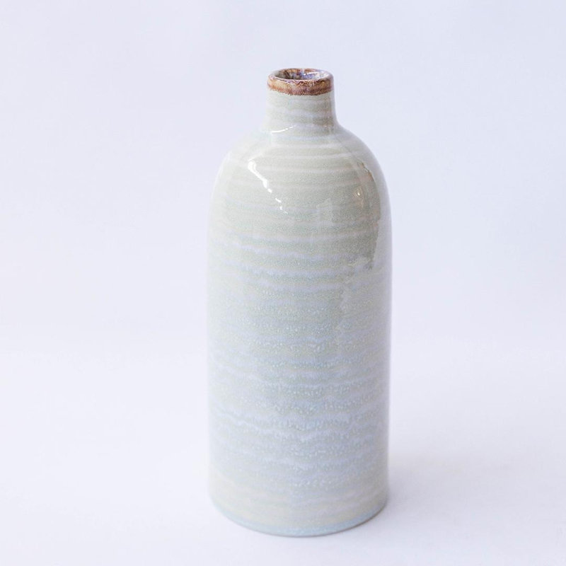 Smooth- Glossy Finish With Soft Blue And White Tones Bottle Shaped Vase, Blue/White