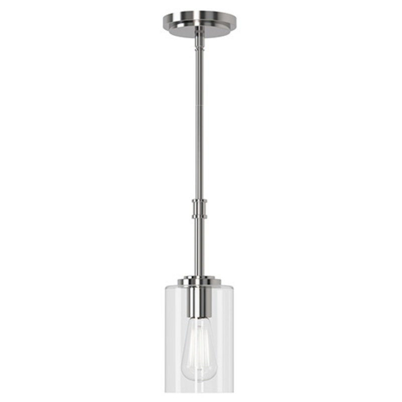 Luminaire suspendu 1 lumière 5 po Wexton, Clair, Nickel brossé