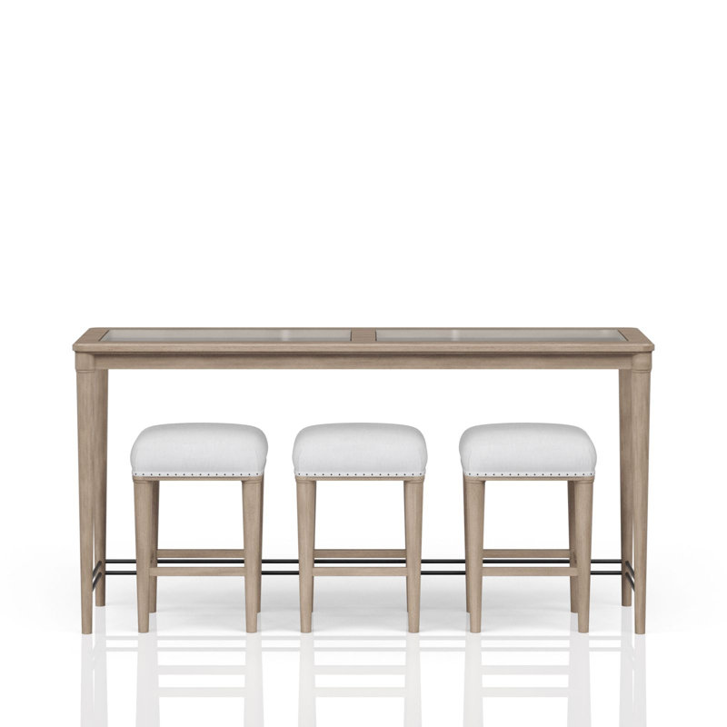 Console en verre givré avec 3 tabourets