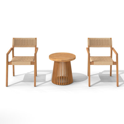 3-piece Outdoor Solid Wood Table And Dining Chairs