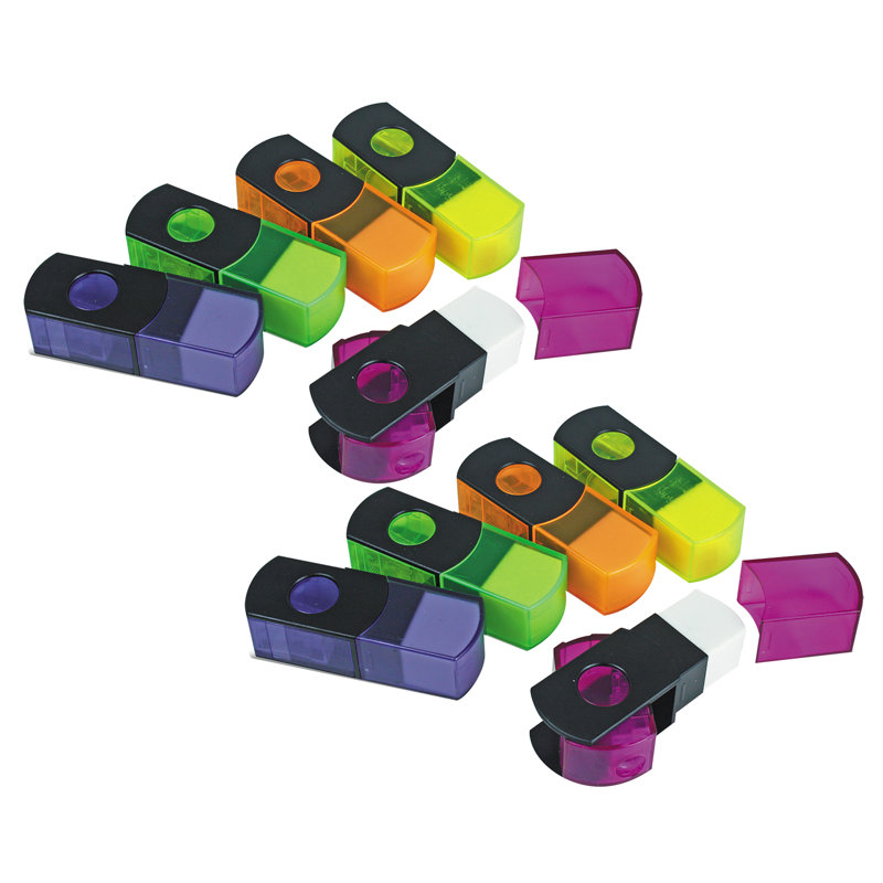 The Pencil Grip EISEN 2'' N 1 Sharpener With Flip To Eraser, Pack Of 10
