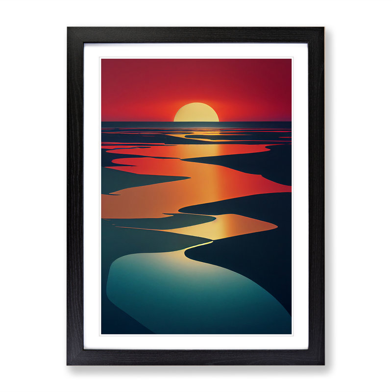 Legendary Sunset View Abstract - Framed Print, Black, 46cm H x 34cm W x 2cm D