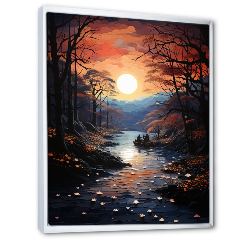 «Winters River Papercut I», impressions sur toile, H 32 po x l 24 po x P 1 po, Cadre flottant blanc