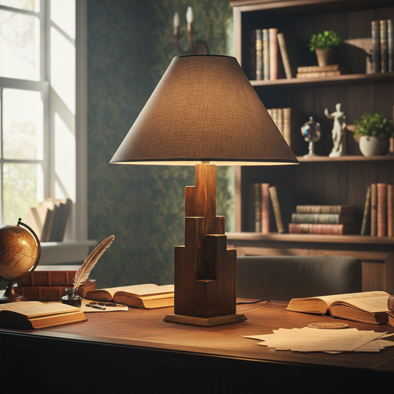 Lampe de table Skyline, Marron foncé, Gris