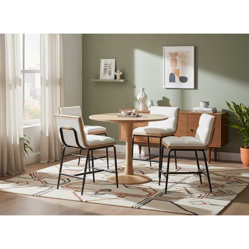 Viceroy Fabric Upholstered Counter Stool, Cream Polyester Fabric