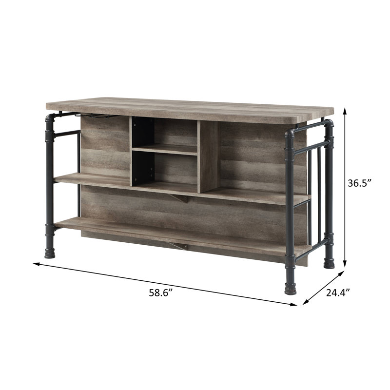 Shaner 58.6'' W Kitchen Island with Open Shelves and Stemware Rack