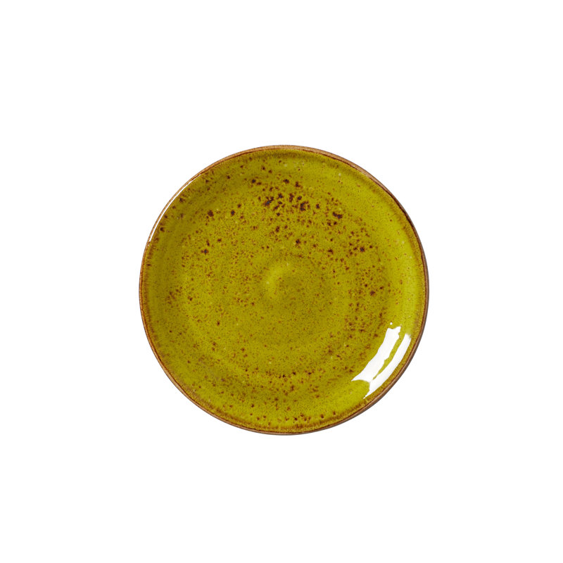 Assiette en forme de pomme craquelée, Jaune/brun