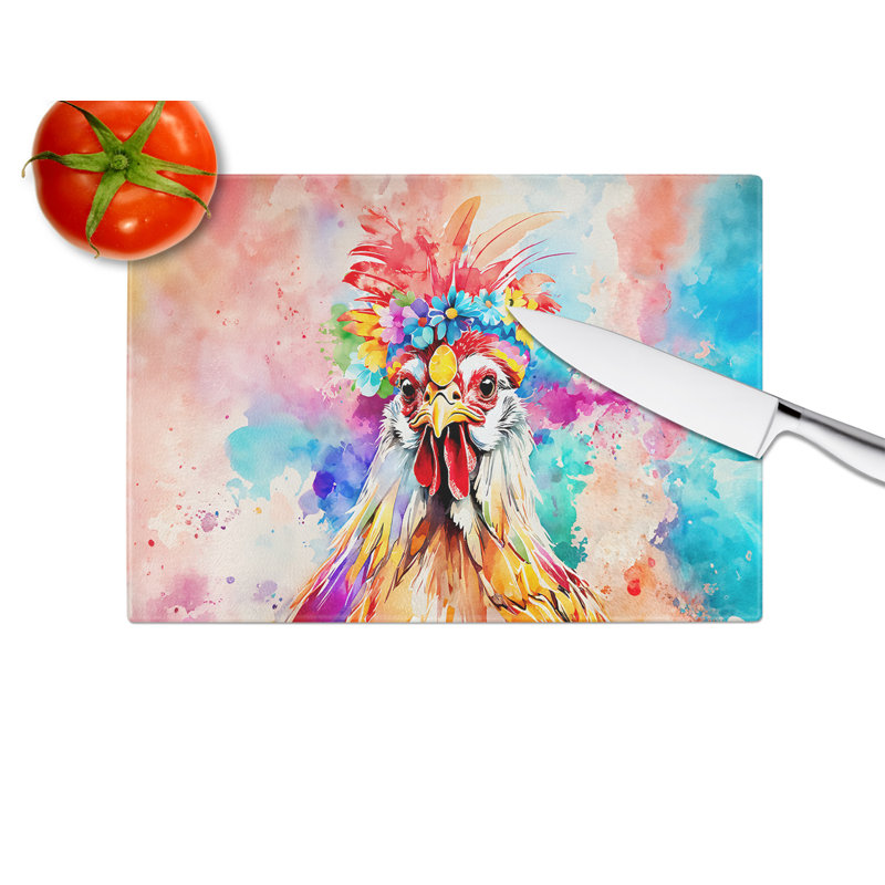 Hippie Animal Polish Poland Rooster Glass Cutting Board