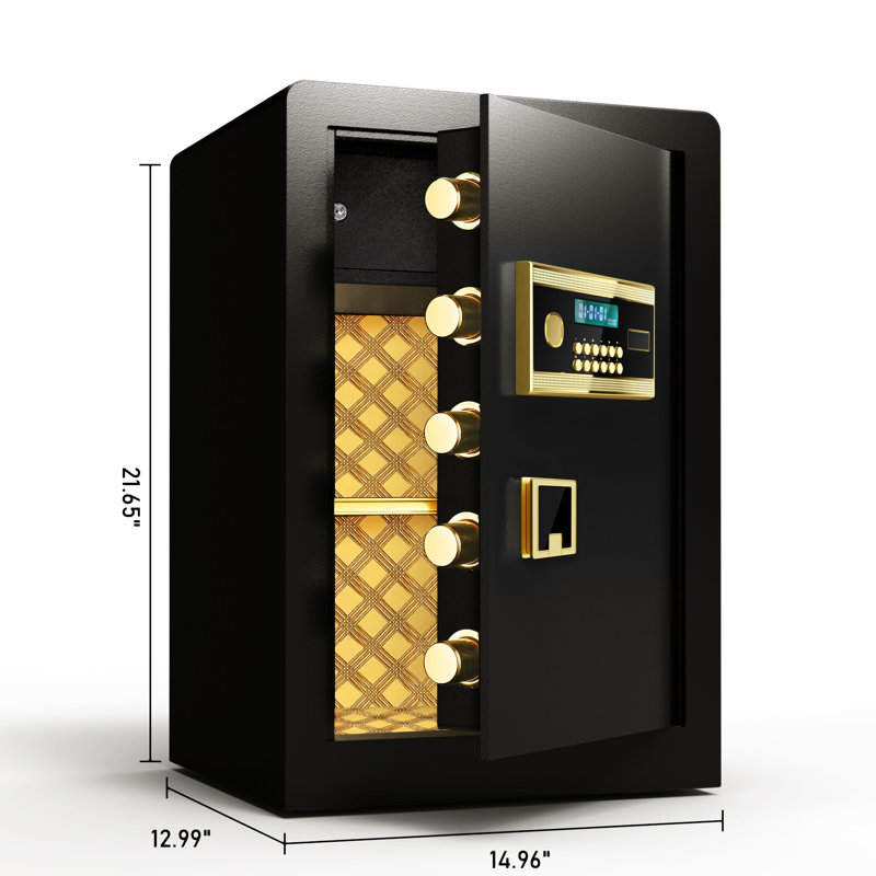 Large Electronic Digital Security Safe With Keypad Lock And Key, Safe Box With Private Inner Cabinet For Home,Office And Hotel(Black)