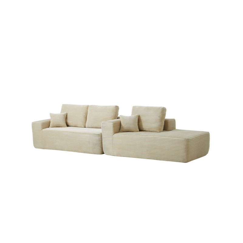 104" Cloud Sectional Sofa With L-Shape Chaise And Side Pockets, Modern Modular Design, Deep Seating, Upholstered Couch For Living Room/Bedroom, No Assembly Required (Plush Fabric)