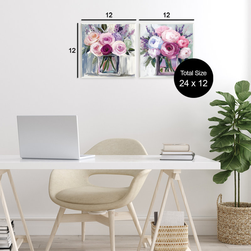 Ensemble de 2 plaques murales Cubic Vases of Flowers, design par Annabelle Hall
