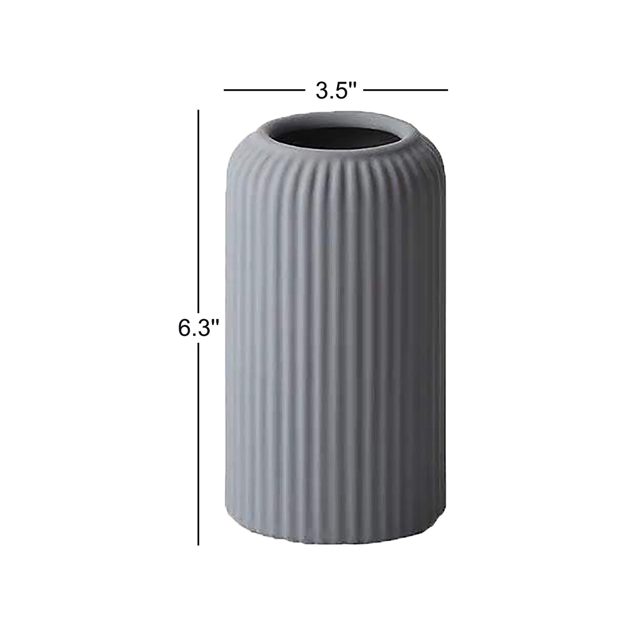 Munich Handmade Ceramic Table Vase, 6.3" H x 3.54" W x 3.54" D, Gray