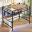Lit mezzanine double avec bureau et éclairage à DEL, lit mezzanine double en métal avec prise de courant, cadre de lit double avec lit supérieur, garde-corps et échelle, économiseur d'espace,-507437378