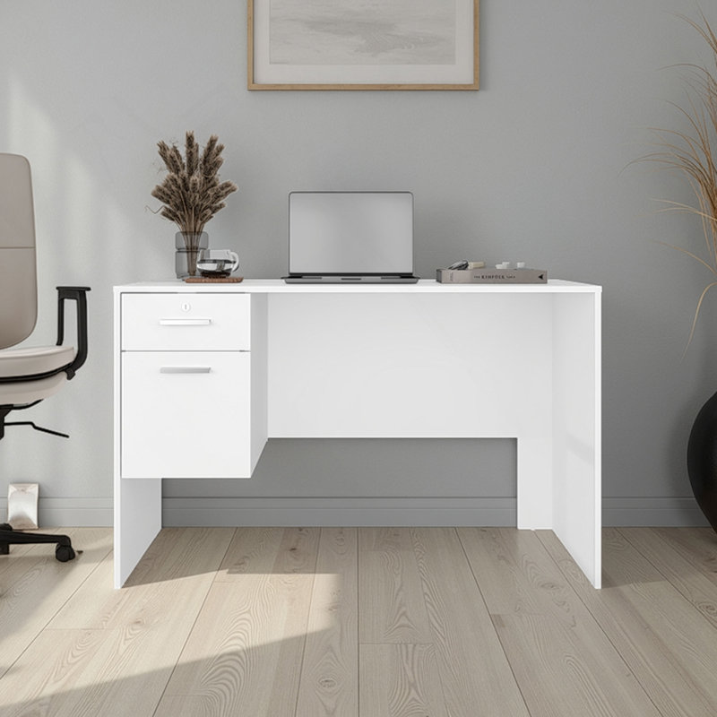 Bureau, 2 tiroirs, blanc