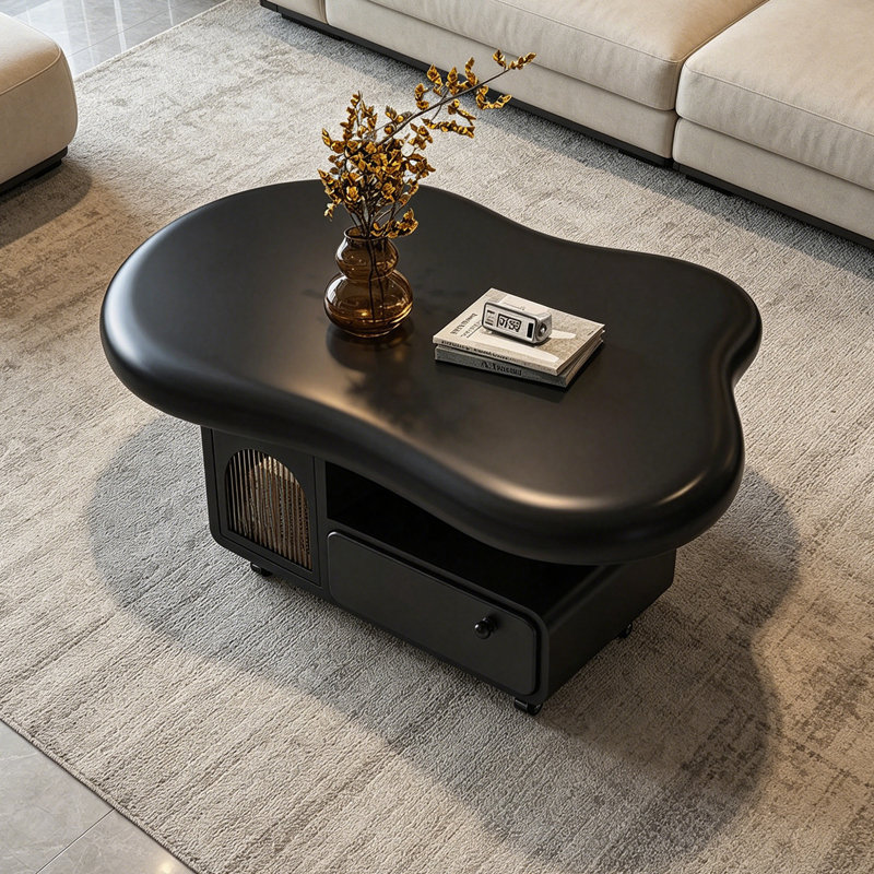 Table basse Italian Luxury Minimalist, Black, 18.5" H x 39.37" W x 27.16" D