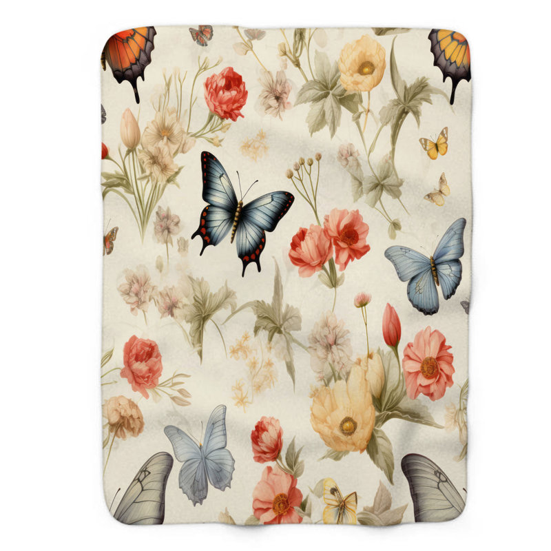 Butterfly Blooms - 1 pièce Sherpa Premium, Lit simple