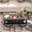 Table, table basse de style moderne, table basse rectangulaire, table d'appoint, table d'appoint de style rétro avec base robuste pour le décor du salon (noir)