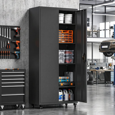 Armoire de rangement métallique avec roulettes amovibles, armoire à outils de 180 cm de hauteur