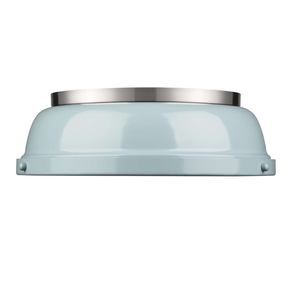 Calico 2 Light Steel Flush Mount, Seafoam, Pewter