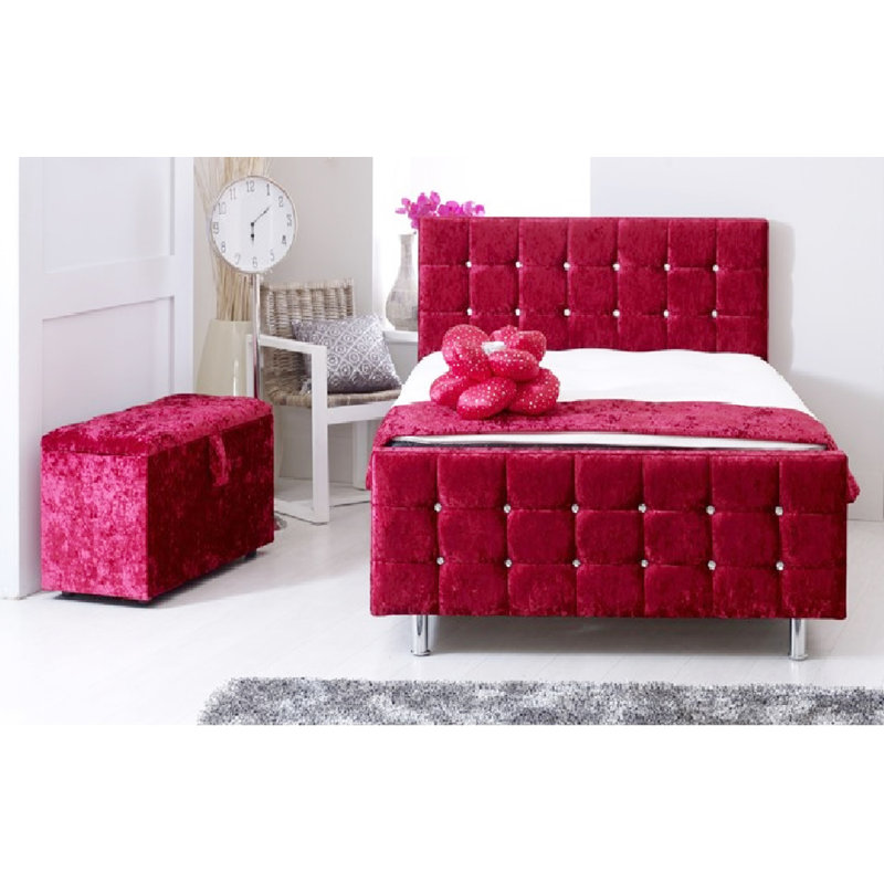 Izabella Upholstered Bed, Double (4'6), Aubergine