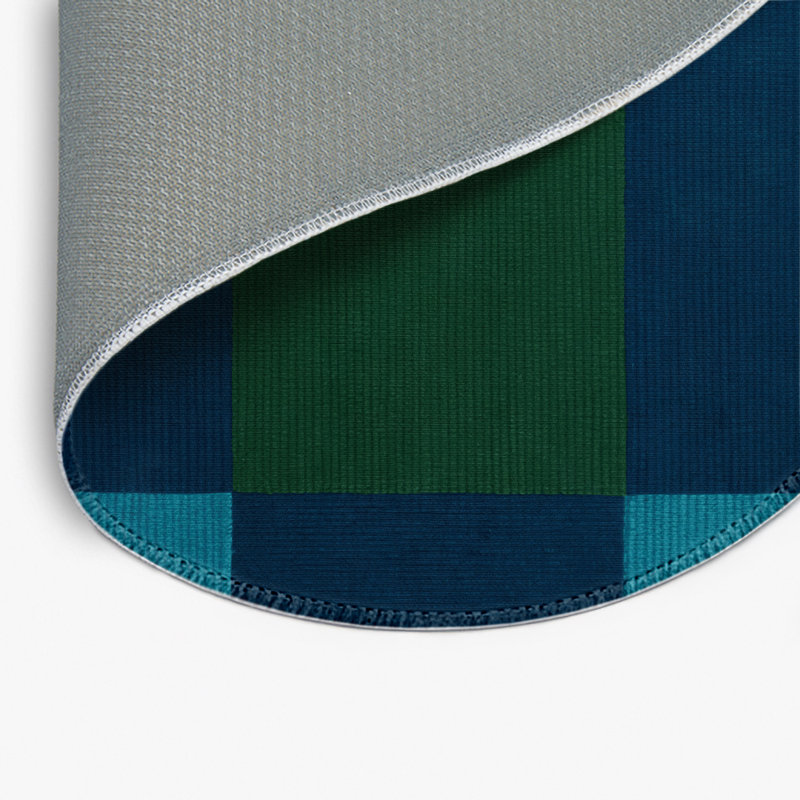 Tapis d'intérieur et d'extérieur à carreaux vert, Rond 5 pi