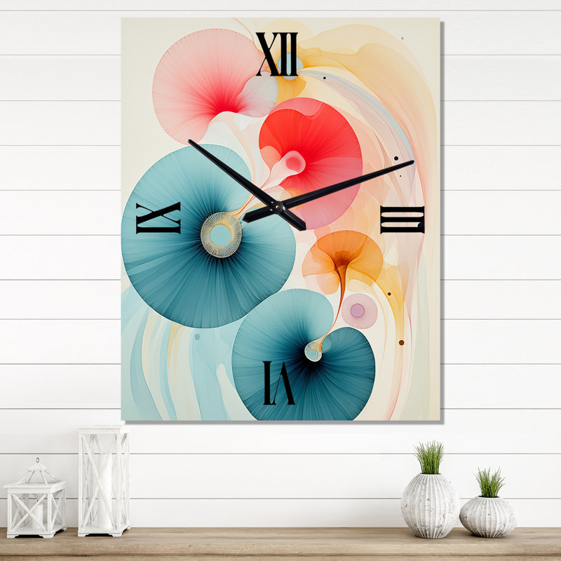 Tender Awakening en bleu rétro I - Très grandes horloges murales géométriques modernes, H 28 po x l 12 po x P 1 po