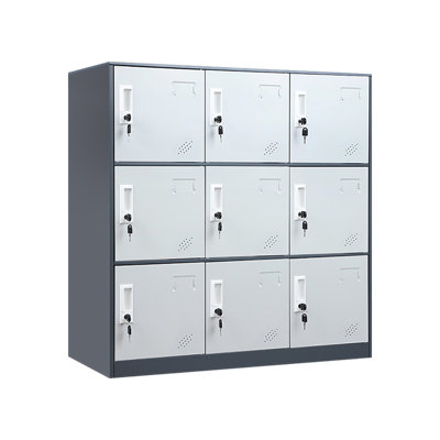 9 Doors Metal Storage Cabinet With Card Slot, Organizer,shoes And Bags Steel Locker For Office, Home, Bank, School, Gym