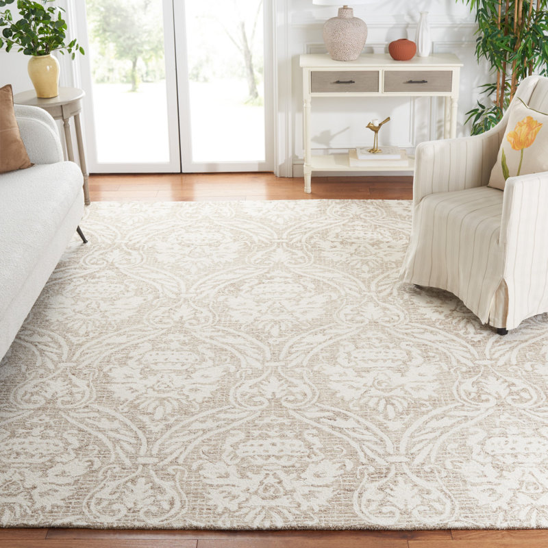 Abstract Hand Tufted Wool, Cotton Damask Rug, Rectangle 8' x 10'