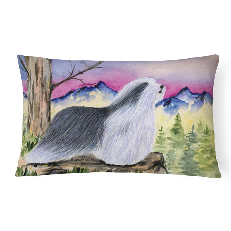 Bearded Collie Outdoor Reversible Throw Pillow