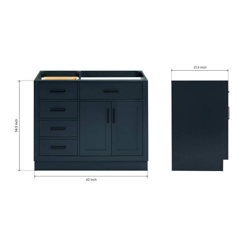 42" Single Bathroom Vanity Base only, Midnight Blue, Matte Black