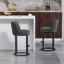 Ensemble de 2 tabourets de bar à hauteur de comptoir de style moderne Cool Grey Cool, revêtus de lin avec dossier pour îlot de cuisine