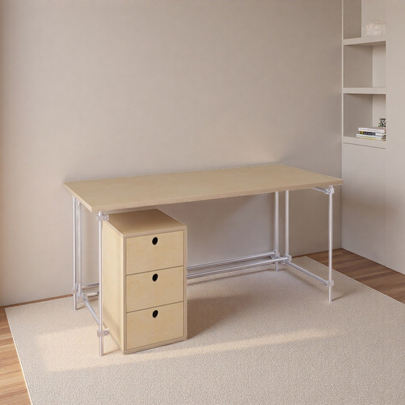 Bureau d'ordinateur à trois tiroirs Durable, H 29,52 po x l 55,11 po x P 29,52 po, Beige