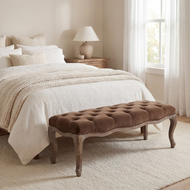Banc recouverts de tissu d'ameublement Fleur, Épinette